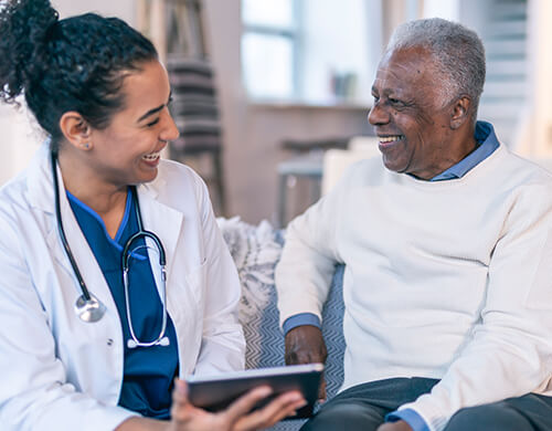 cardiologist talking to patient